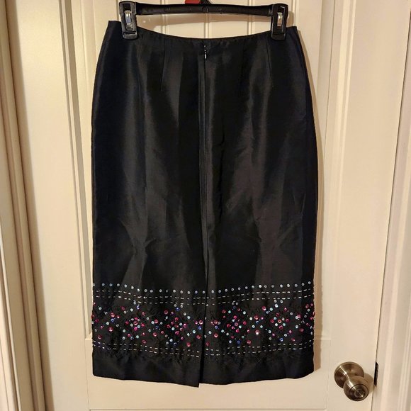 Vintage Beaded Silk Black Skirt - Picture 2 of 4